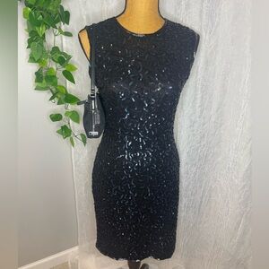 Vintage Black Beaded/Sequin 100% Silk Dress